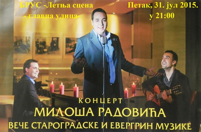 Brus: Večeras koncert Miloša Radovića - "VEČE STAROGRADSKE I EVERGRIN MUZIKE"